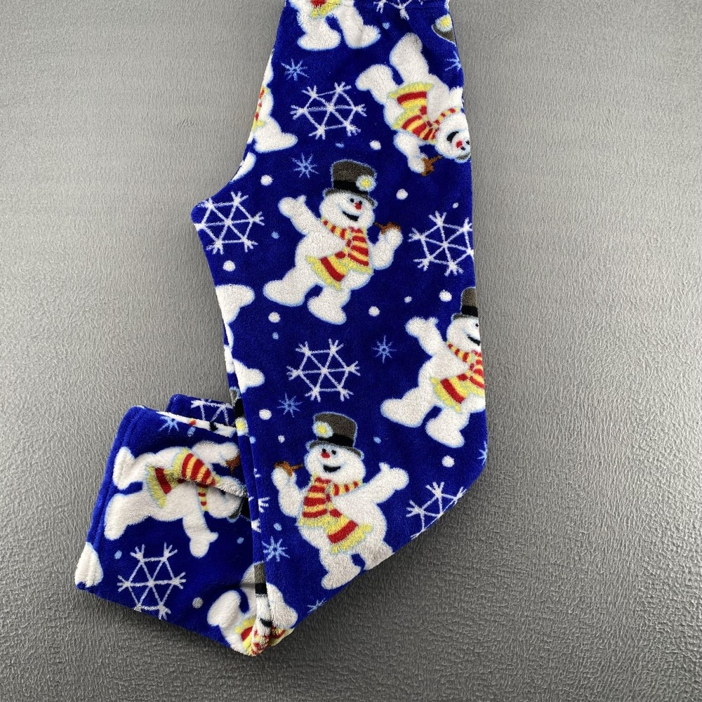 Frosty The Snowman Pajama Pants Kids Medium‎ Blue Fleece Christmas Lounge